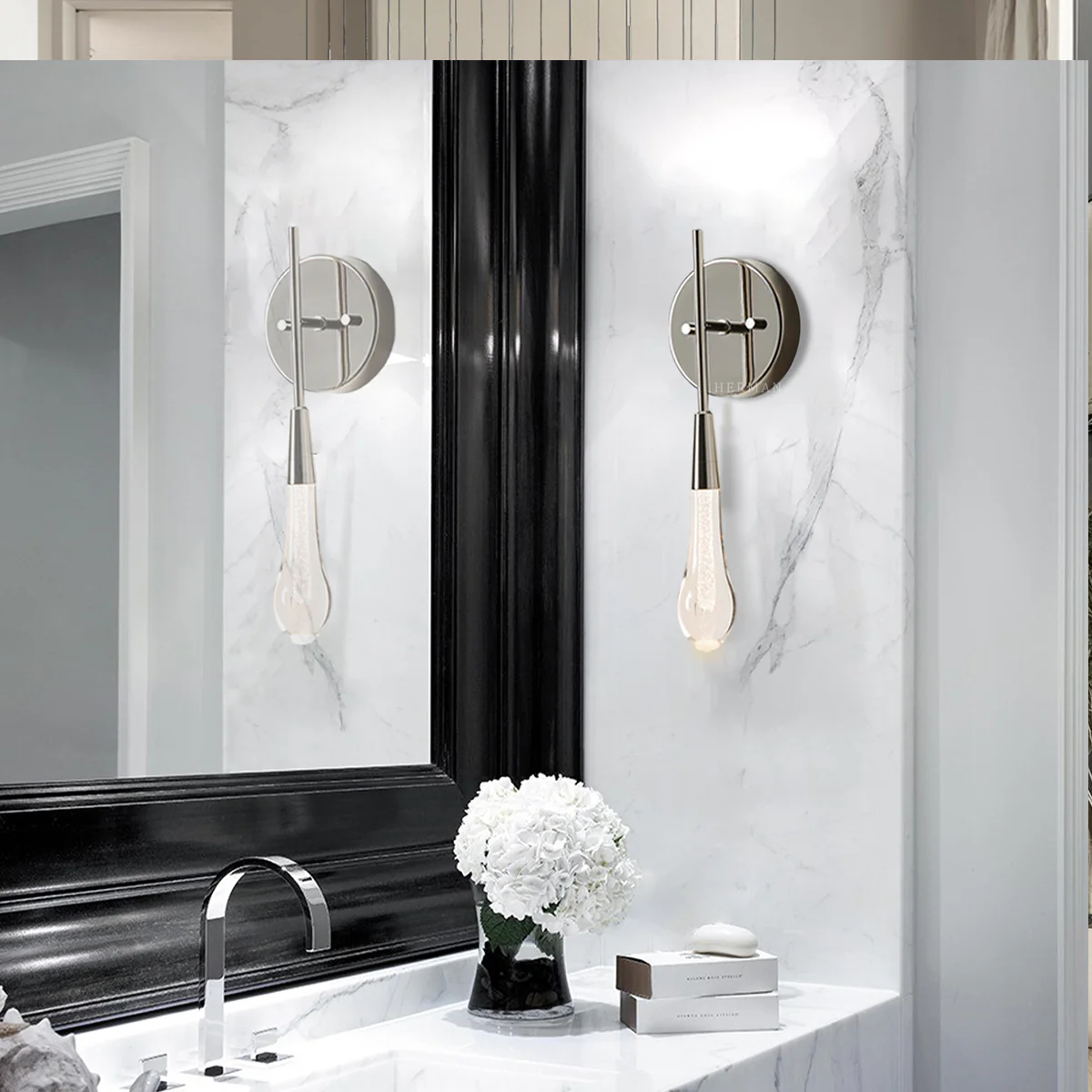 Raindrop Glass Round Solitaire Wall Sconce - Image 2