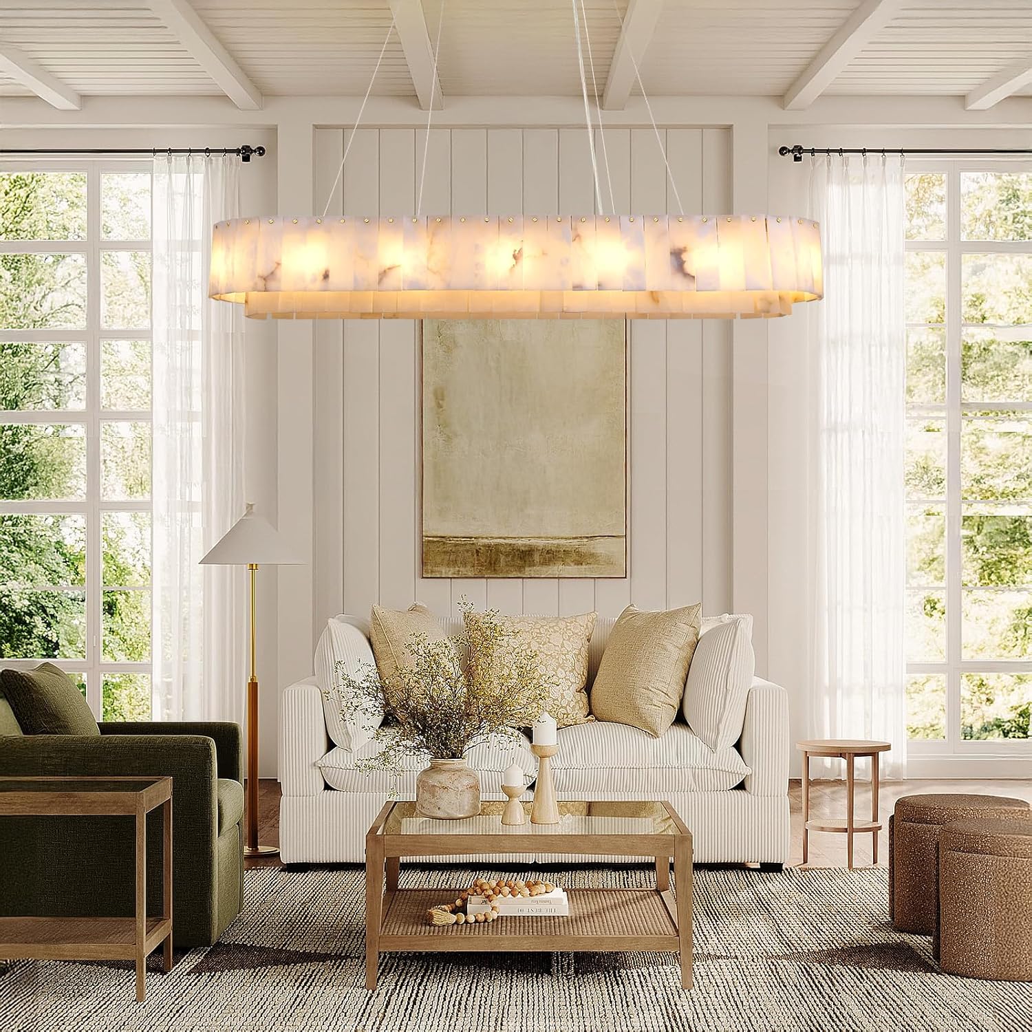 2-Tiers Oval Modern Dining Room Chandelier 53"L - Image 9