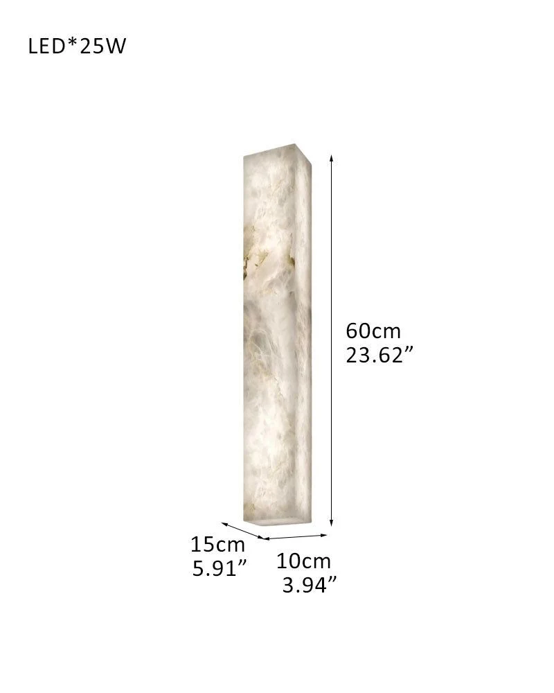 Rectangular Natural Semi-Translucent Alabaster Wall Lamp for Bath & Vanity - Image 16