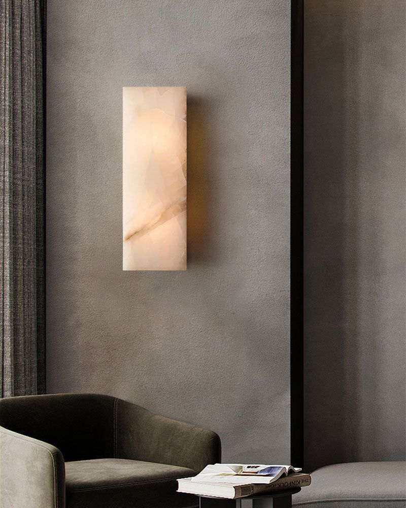 Rectangular Natural Semi-Translucent Alabaster Wall Lamp for Bath & Vanity - Image 4