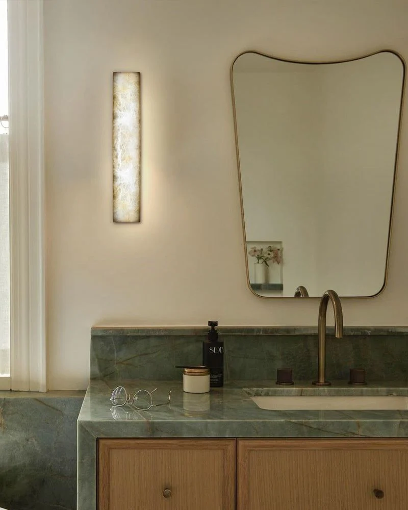 Rectangular Natural Semi-Translucent Alabaster Wall Lamp for Bath & Vanity - Image 9