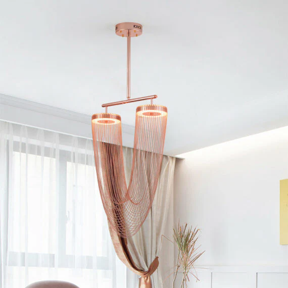 Red Chain Tassel Pendant Light 20″ - Image 12