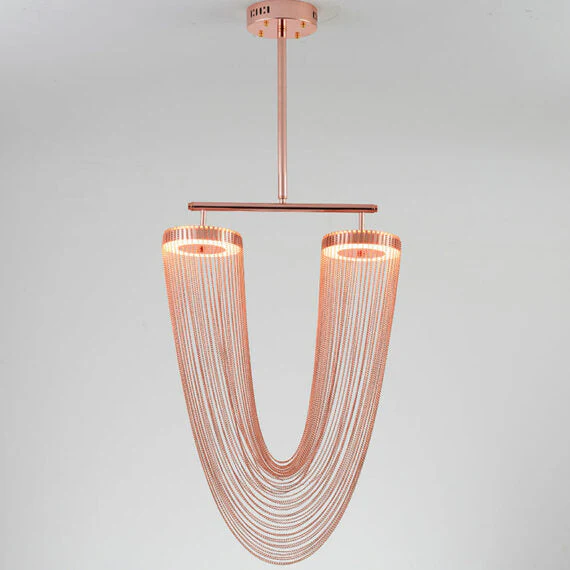 Red Chain Tassel Pendant Light 20″ - Image 6