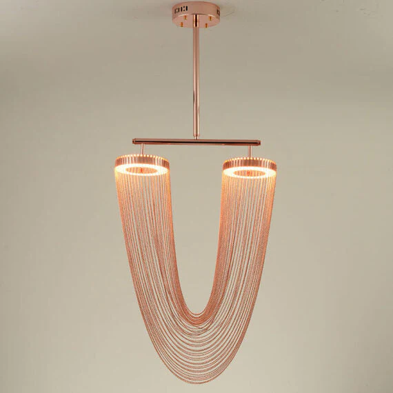 Red Chain Tassel Pendant Light 20″ - Image 7