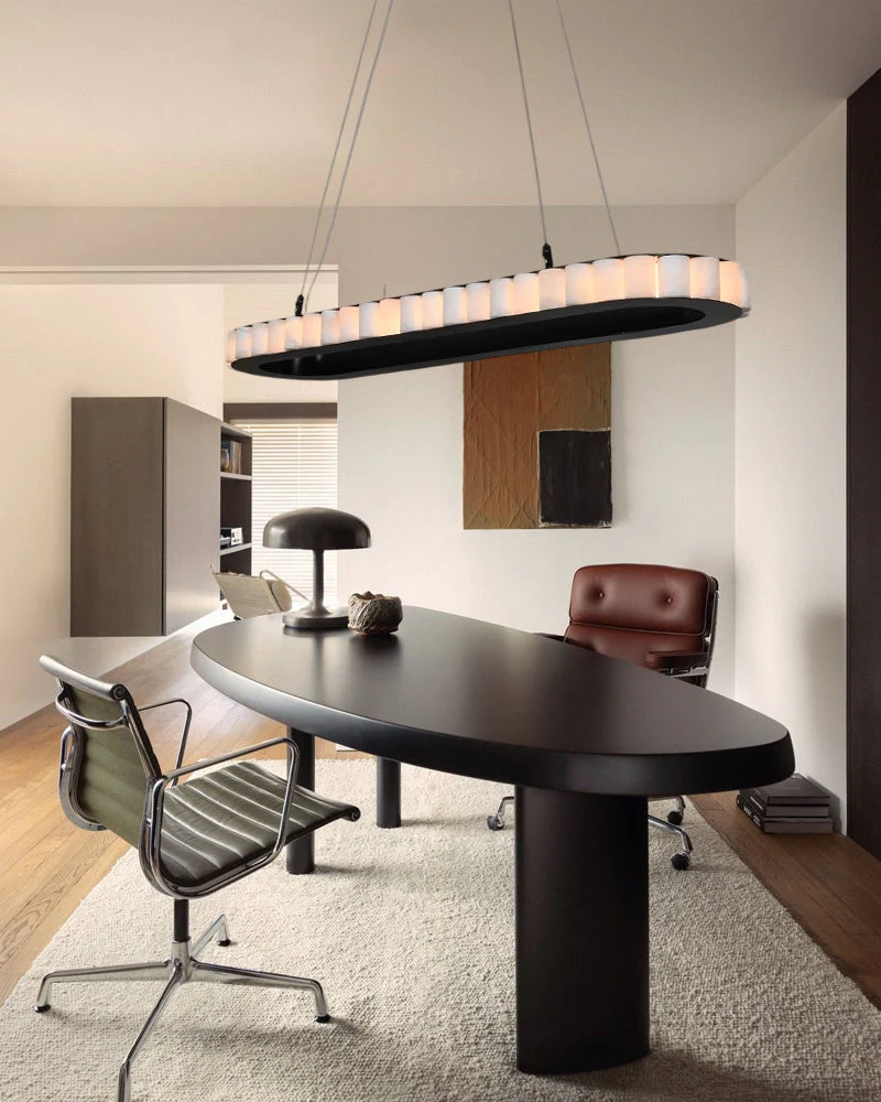 Ring Alabaster Oval Chandelier for Kitchen Island - Image 3