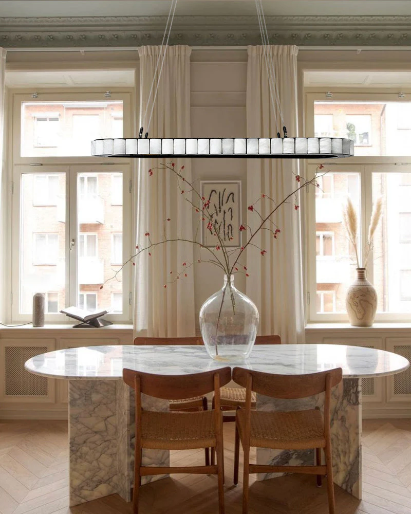 Ring Alabaster Oval Chandelier for Kitchen Island - Image 7