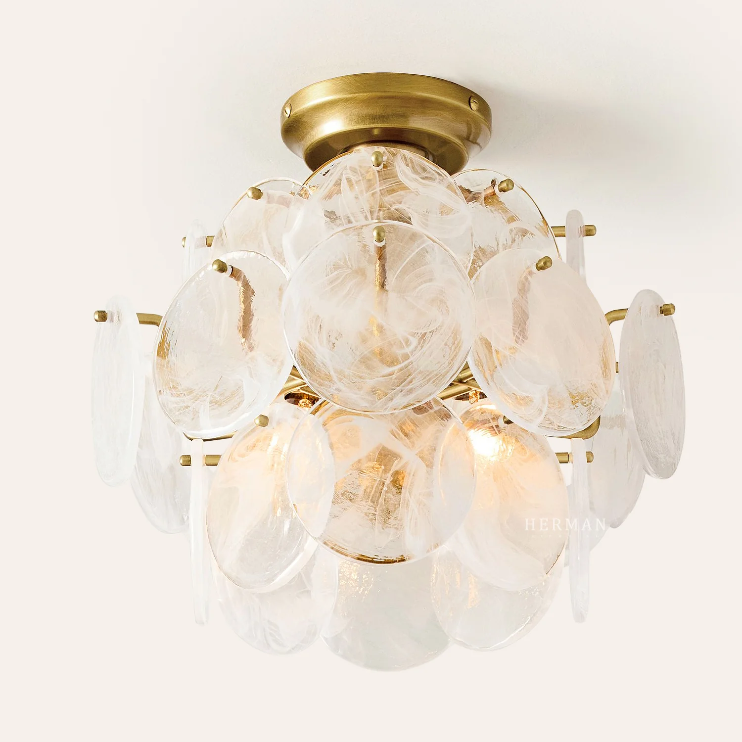 Riviera Glass Disc Round Flush Mount 12" - Image 3