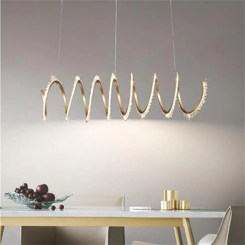 Rorie Modern Rock Crystal Spiral Chandelier, Island Chandelier - Image 2
