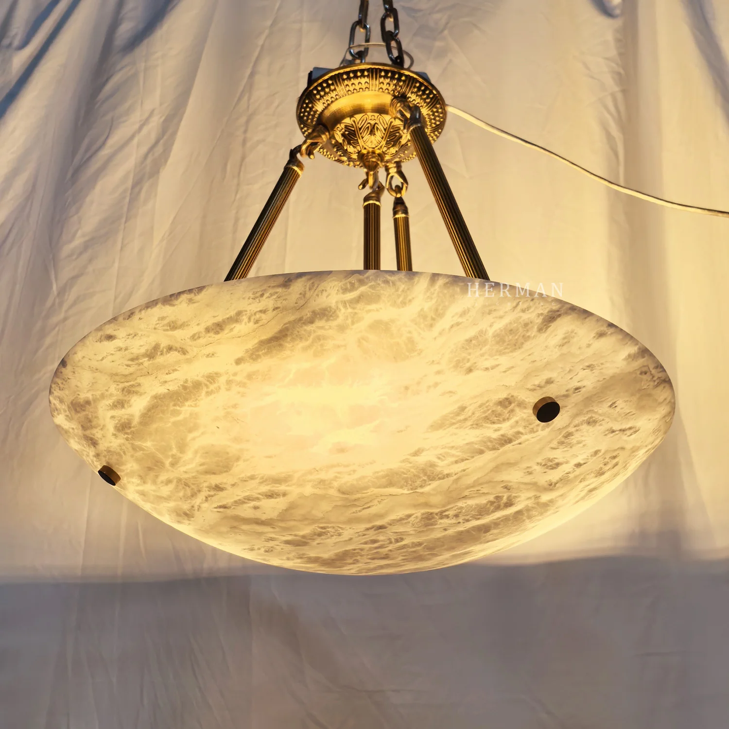 Vintage Round Alabaster Ceiling Lamps - Image 12