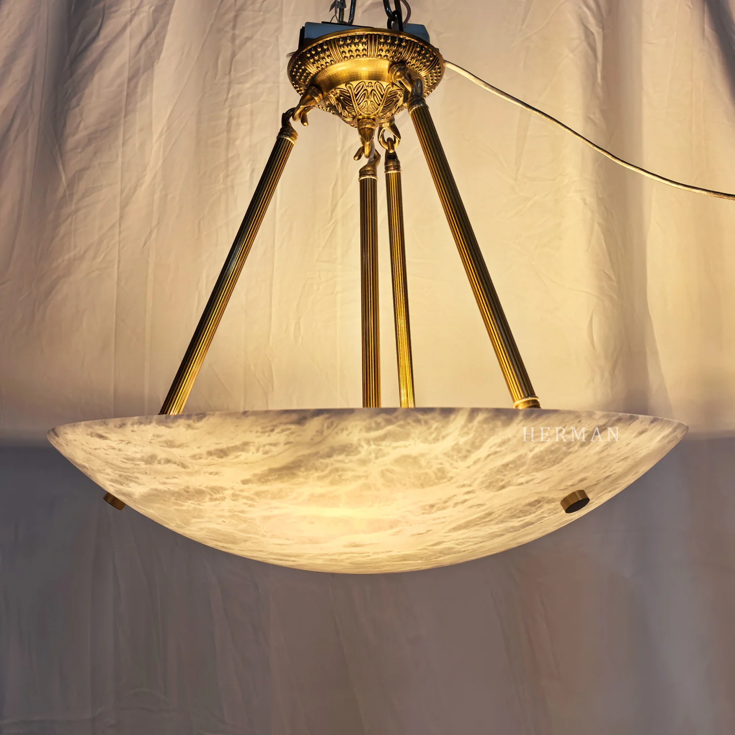 Vintage Round Alabaster Ceiling Lamps - Image 13