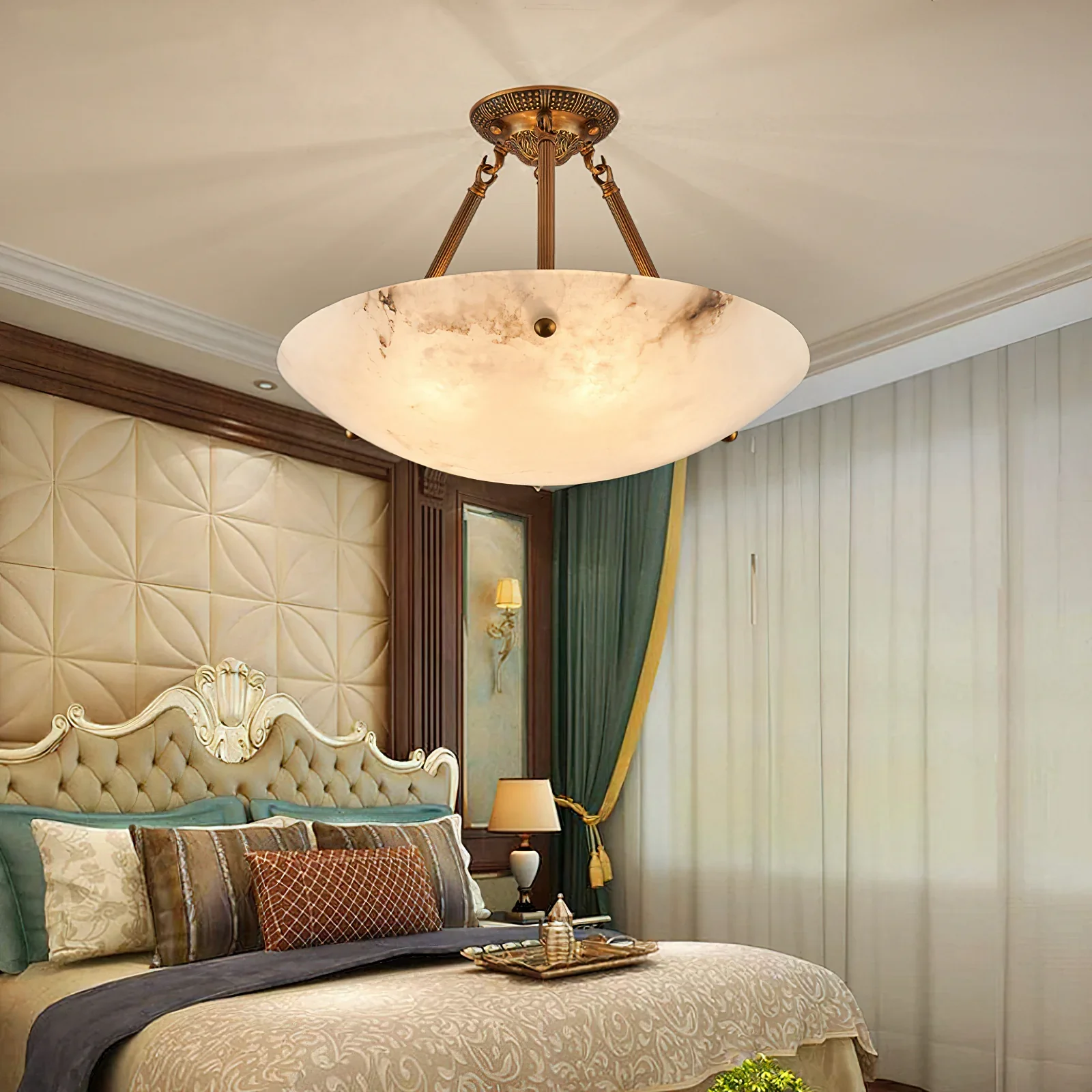 Vintage Round Alabaster Ceiling Lamps - Image 18