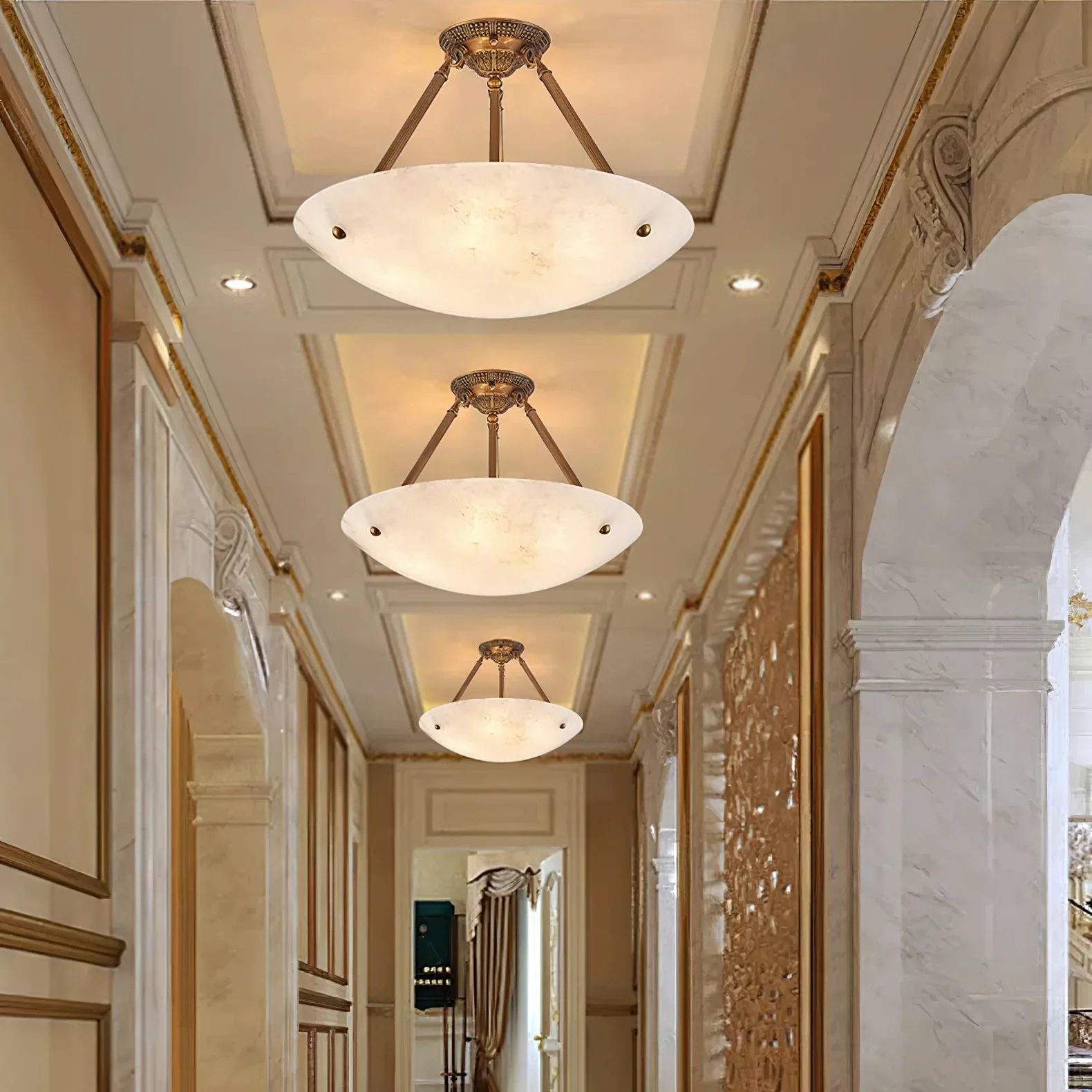 Vintage Round Alabaster Ceiling Lamps - Image 19