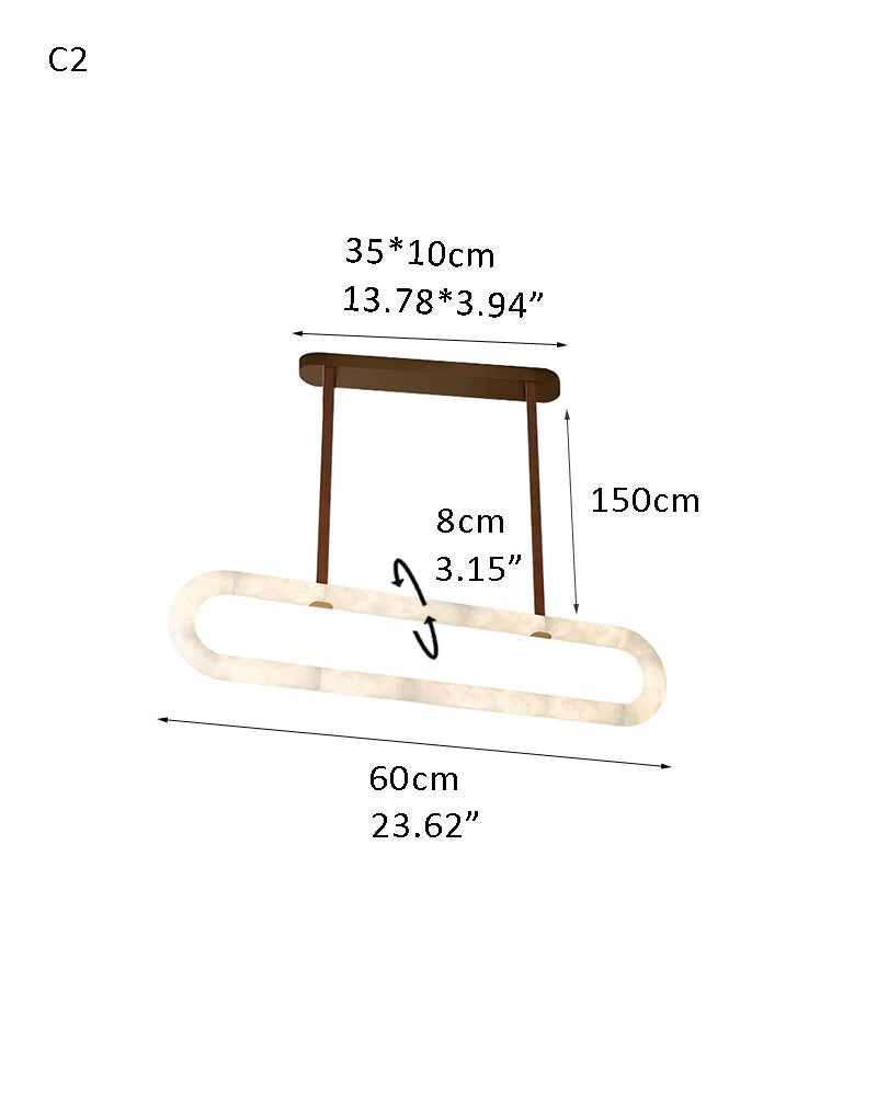 Round LED White Marble Pendant lamp with adjustable leather, Dia 12/16" - Image 32