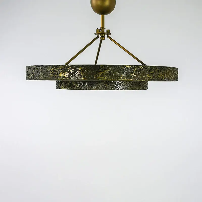 Round Vintage Alabaster Chandelier - Image 2