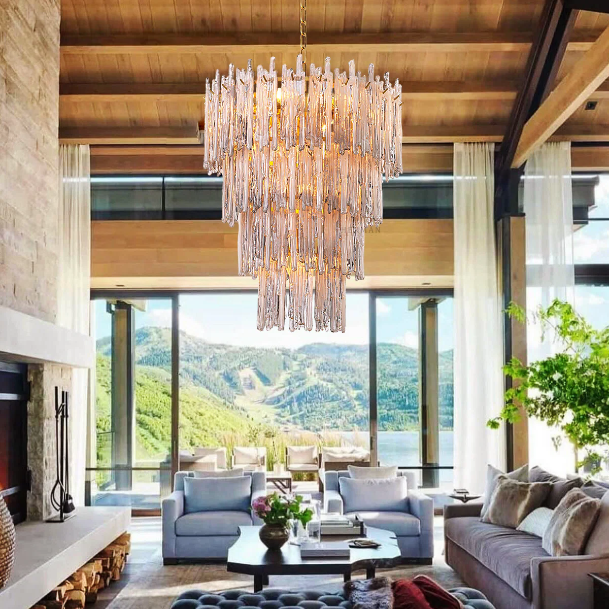 Saint Roch Modern Glass Chandelier [S/L] - [Brass & Glass] - Image 3