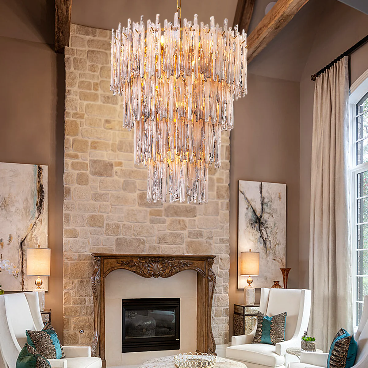 Saint Roch Modern Glass Chandelier [S/L] - [Brass & Glass] - Image 6