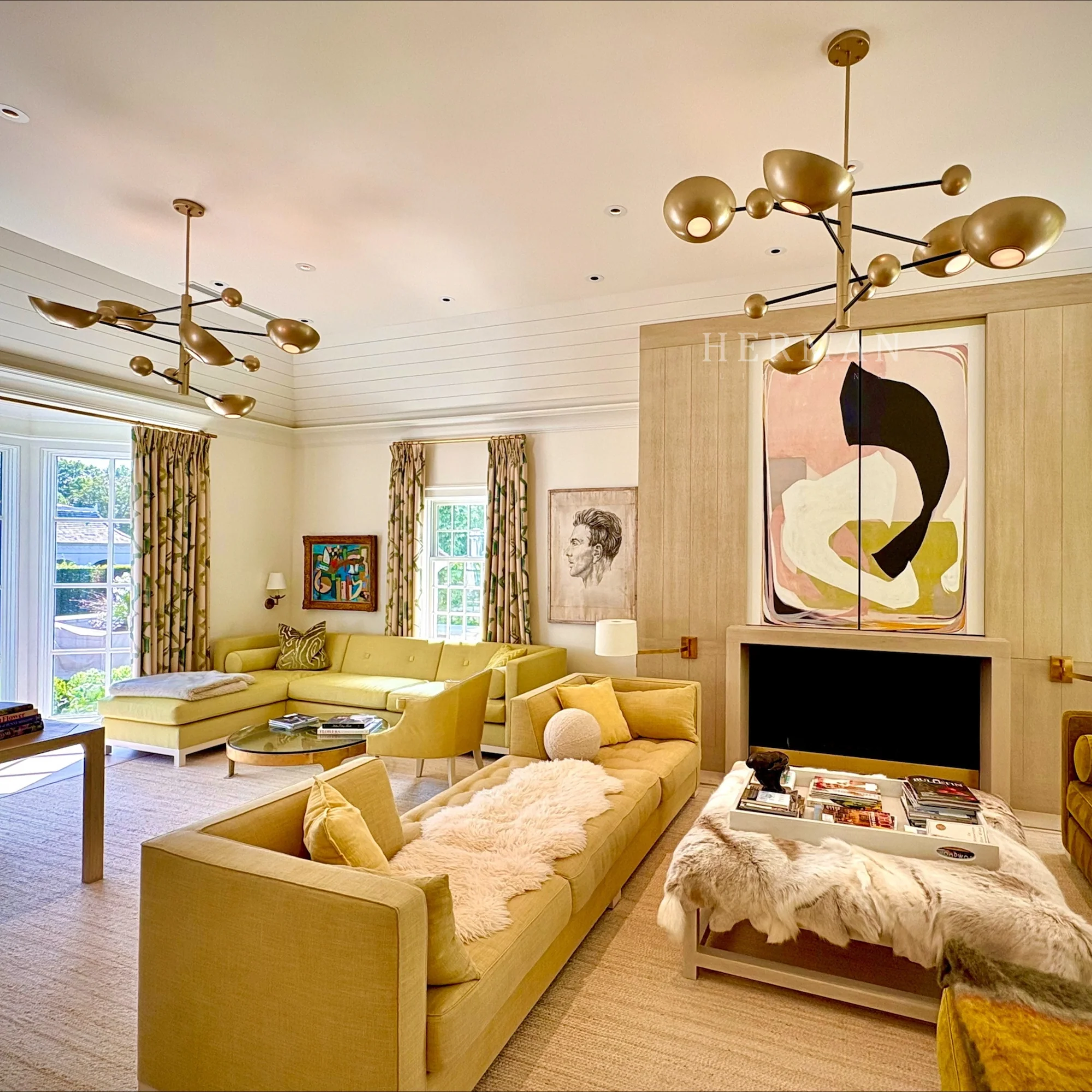 Salinas Modern Brass Chandelier - (Antique Brass Finish | Black Finish | Matte Glass) - Image 2