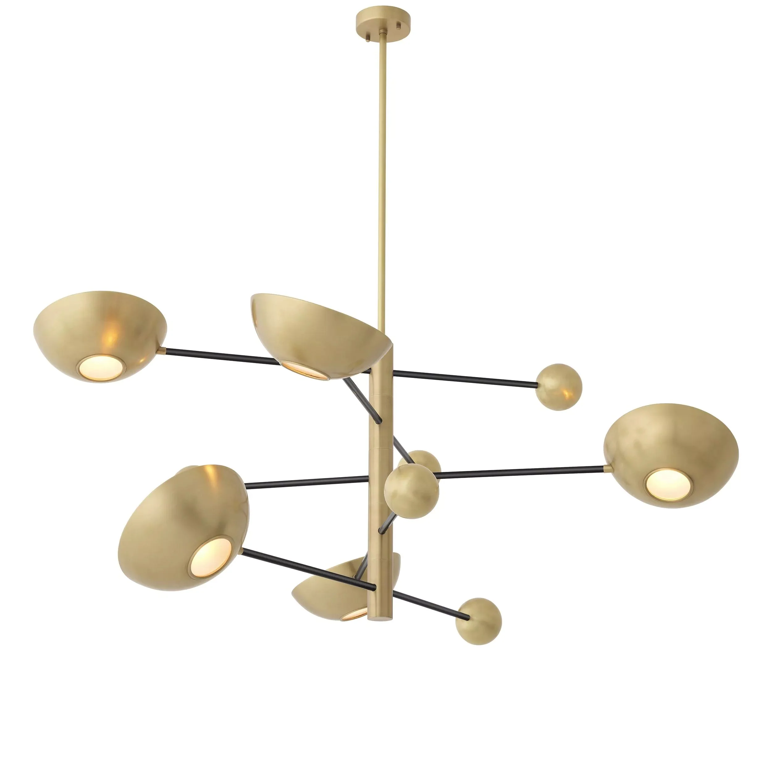Salinas Modern Brass Chandelier - (Antique Brass Finish | Black Finish | Matte Glass) - Image 4