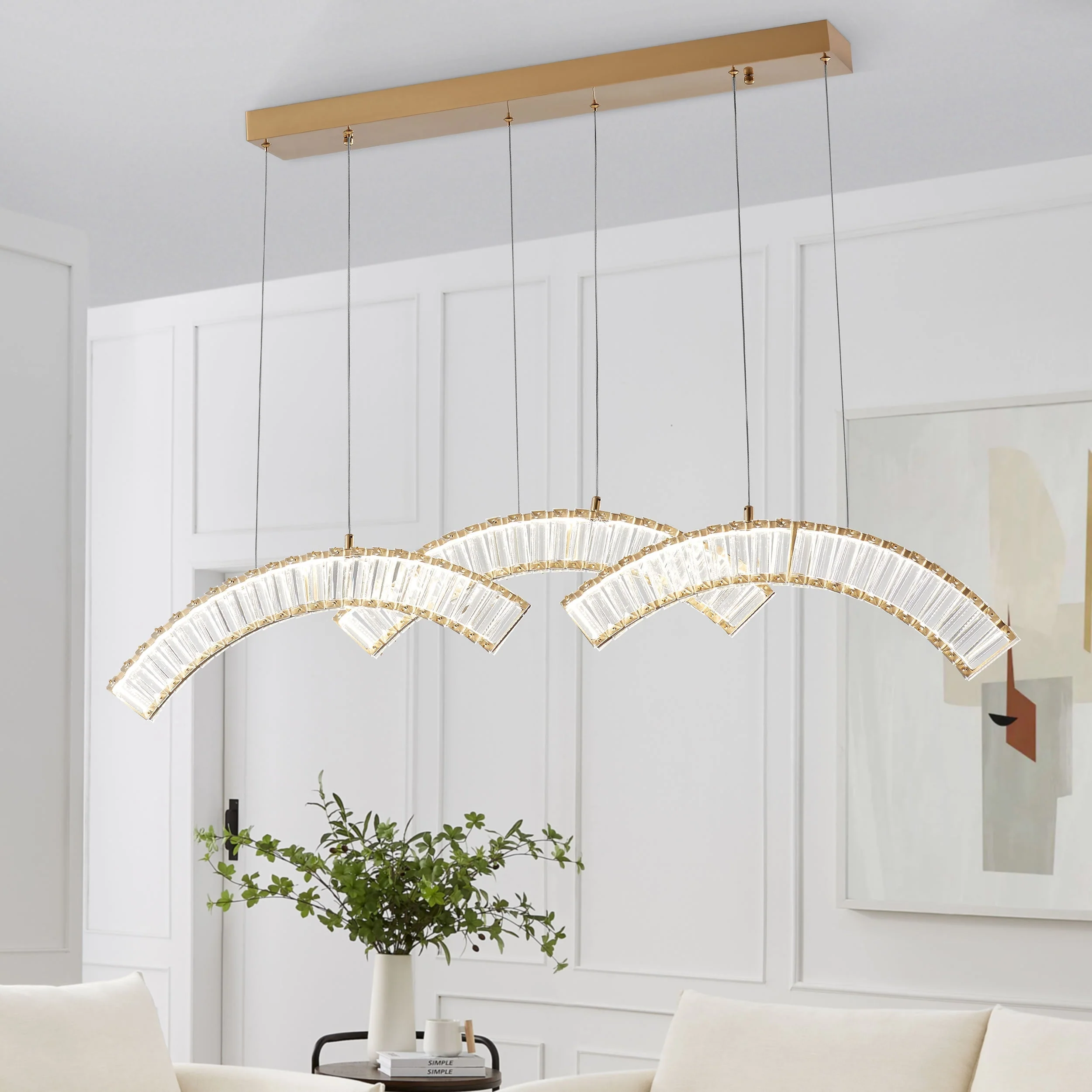 Sanford Brushed Gold Chandelier - 3 Lights - Image 2