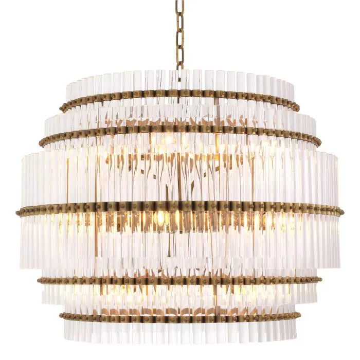 Scottsdale Modern Brass Glass Chandelier - (Antique Brass Finish | Clear Glass) - Image 2