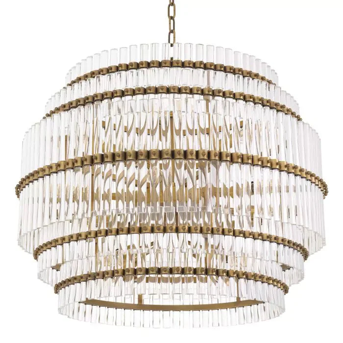 Scottsdale Modern Brass Glass Chandelier - (Antique Brass Finish | Clear Glass) - Image 3