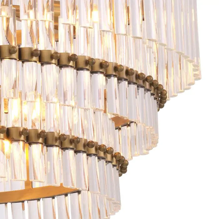 Scottsdale Modern Brass Glass Chandelier - (Antique Brass Finish | Clear Glass) - Image 4