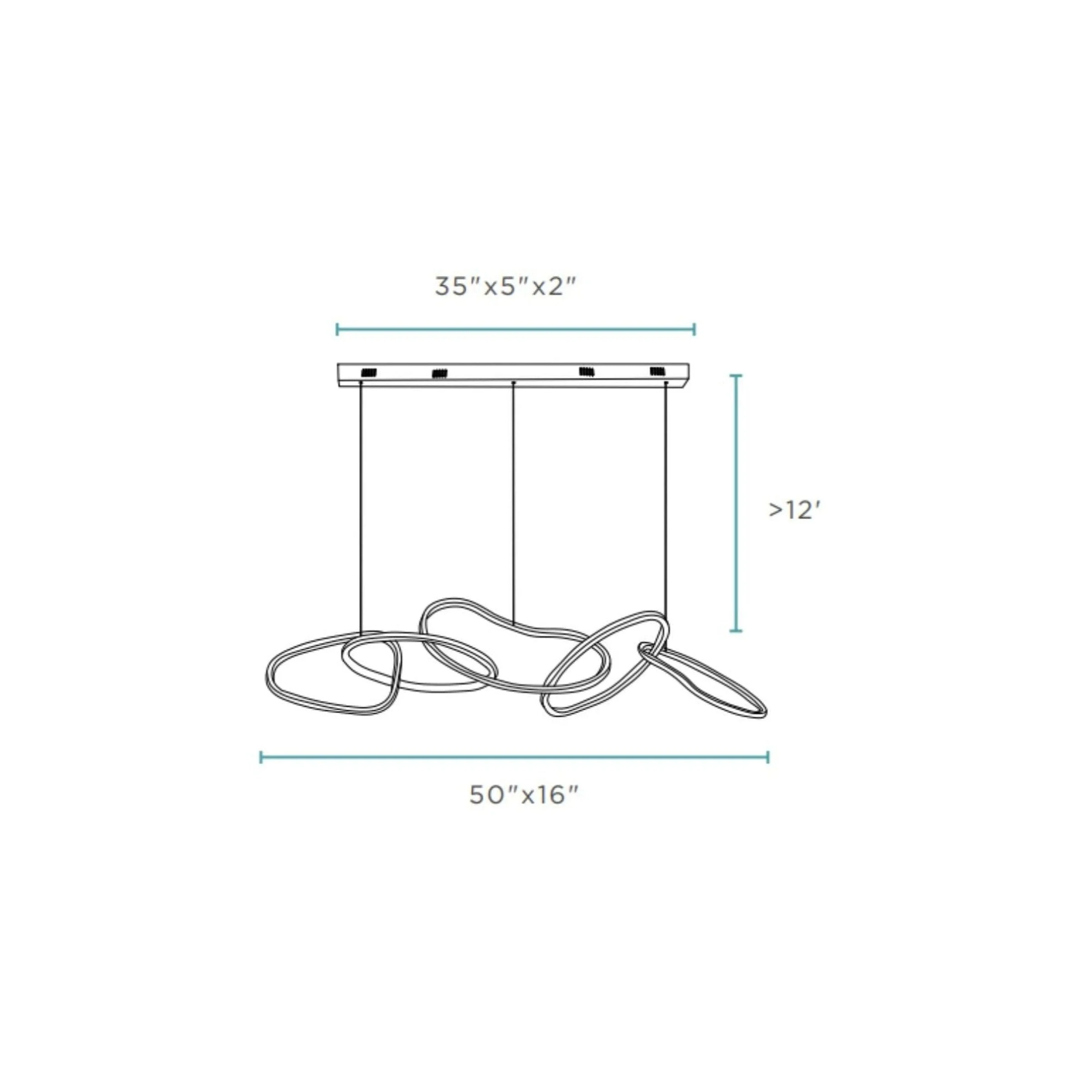 Seoul LED Hoops Rectangular Chandelier // Gold - Image 3