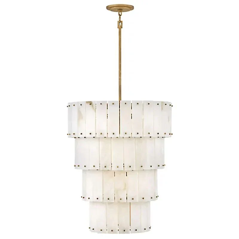Simona Alabaster Round 4-Tier Chandelier - Image 3