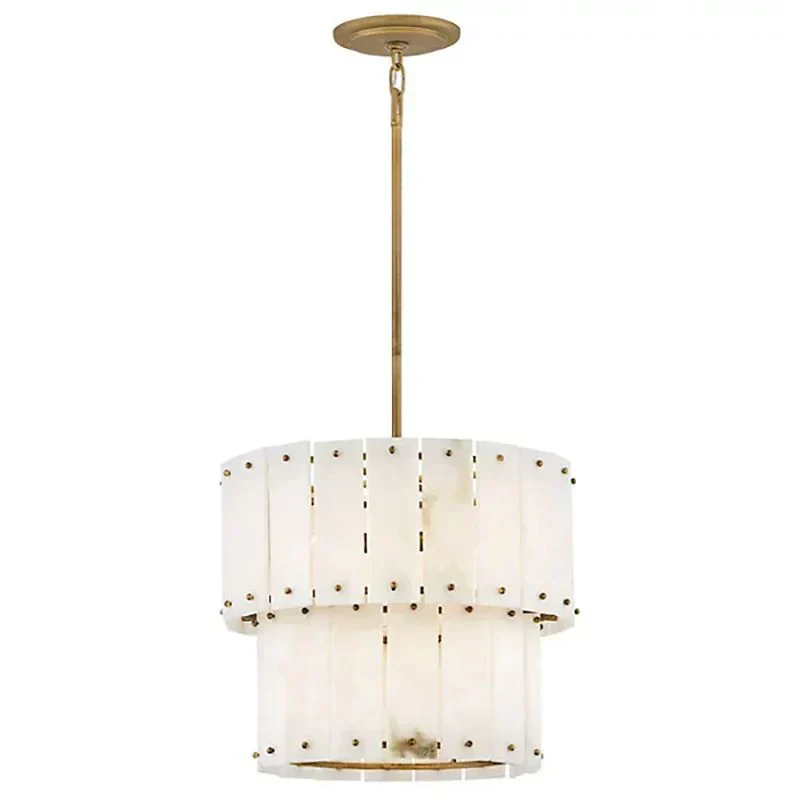 Simona Alabaster Round 2-Tier Chandelier 17.5"D 24"D - Image 14