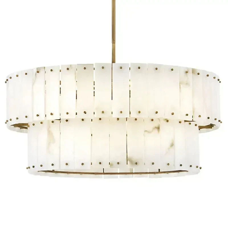 Simona Alabaster Round 2-Tier Chandelier 17.5"D 24"D - Image 15