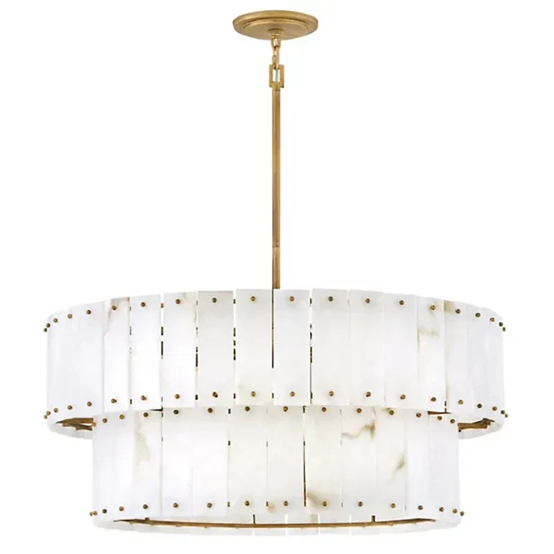 Simona Alabaster Round 2-Tier Chandelier 17.5"D 24"D - Image 16