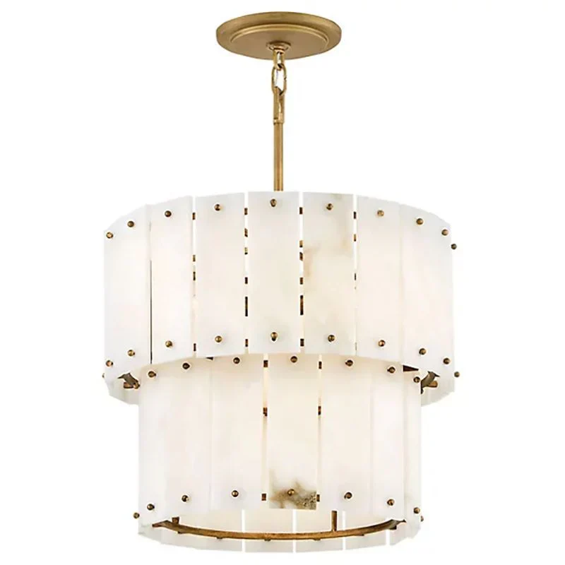 Simona Alabaster Round 2-Tier Chandelier 17.5"D 24"D - Image 3