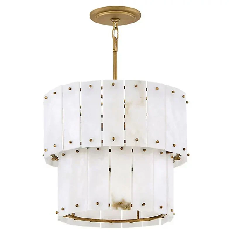 Simona Alabaster Round 2-Tier Chandelier 17.5"D 24"D - Image 4