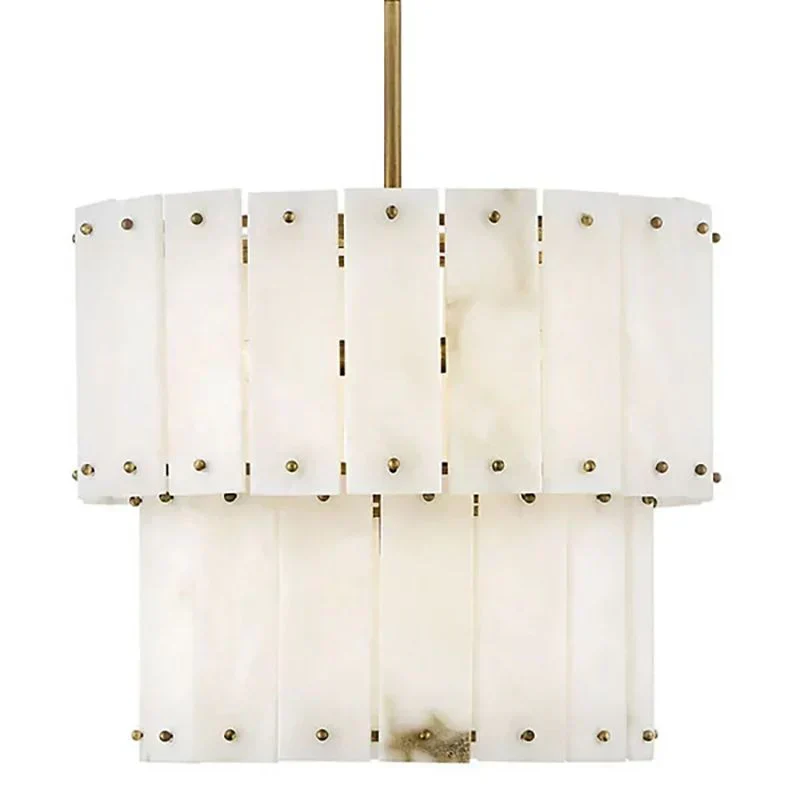 Simona Alabaster Round 2-Tier Chandelier 17.5"D 24"D - Image 5