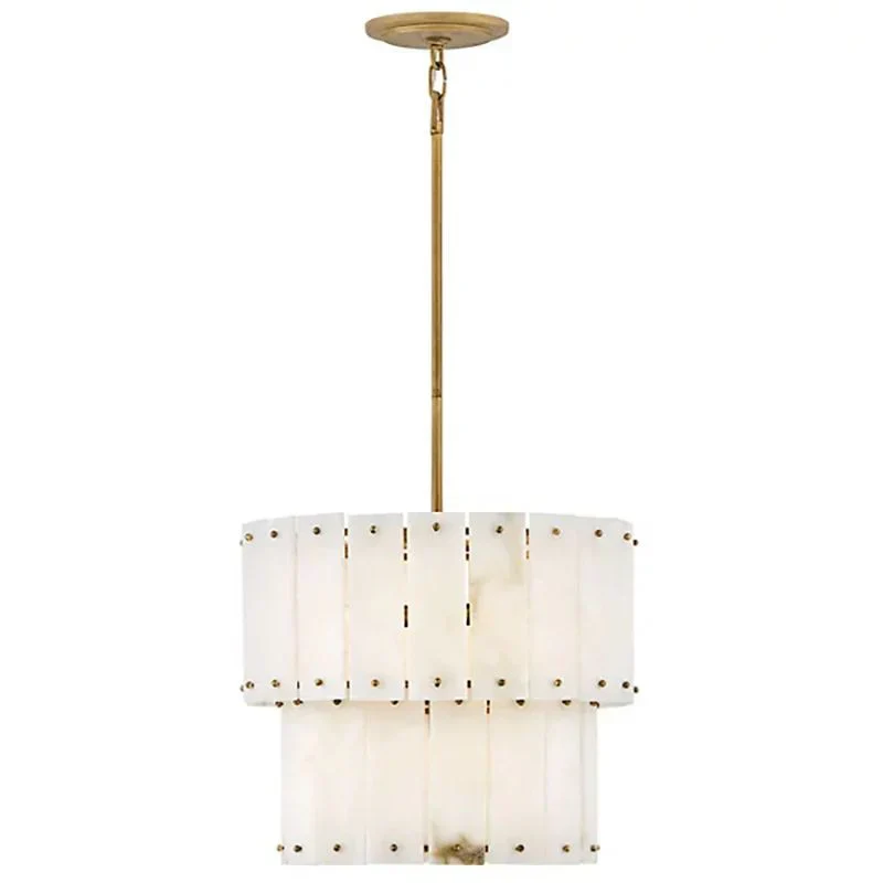 Simona Alabaster Round 2-Tier Chandelier 17.5"D 24"D - Image 7