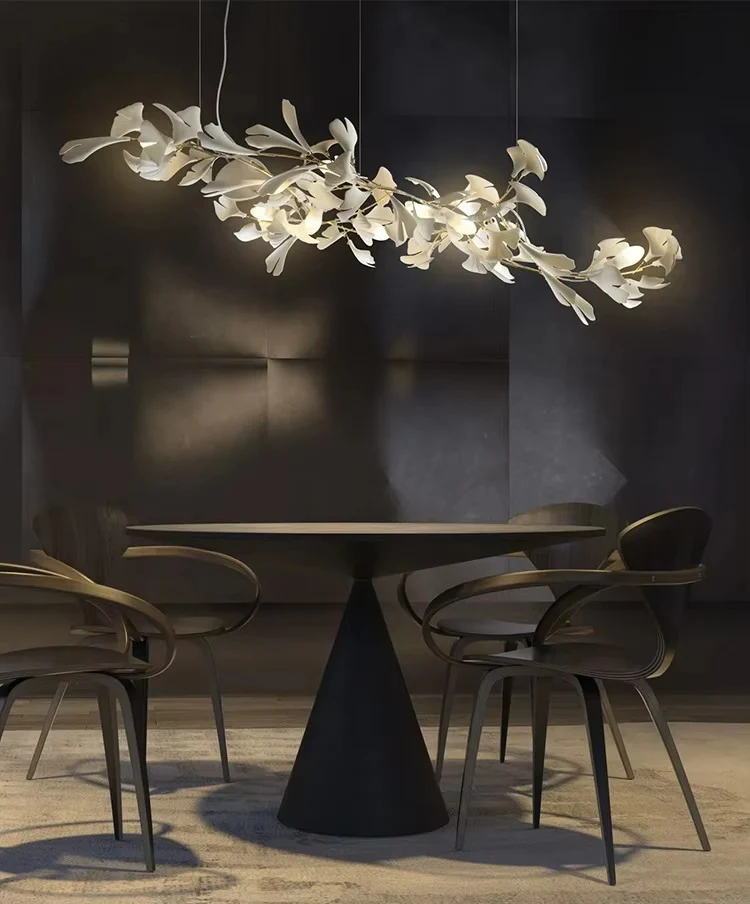 Simple Decoration Villa Hotel Living Room Ginkgo Brass Pendant Light Restaurant Lobby Bar Room Ginkgo Leaf Chandelier - Image 7