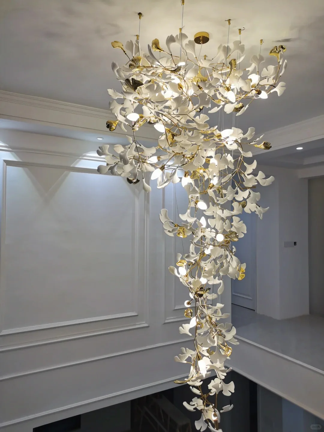 Simple Decoration Villa Hotel Living Room Ginkgo Brass Pendant Light Restaurant Lobby Bar Room Ginkgo Leaf Chandelier - Image 9