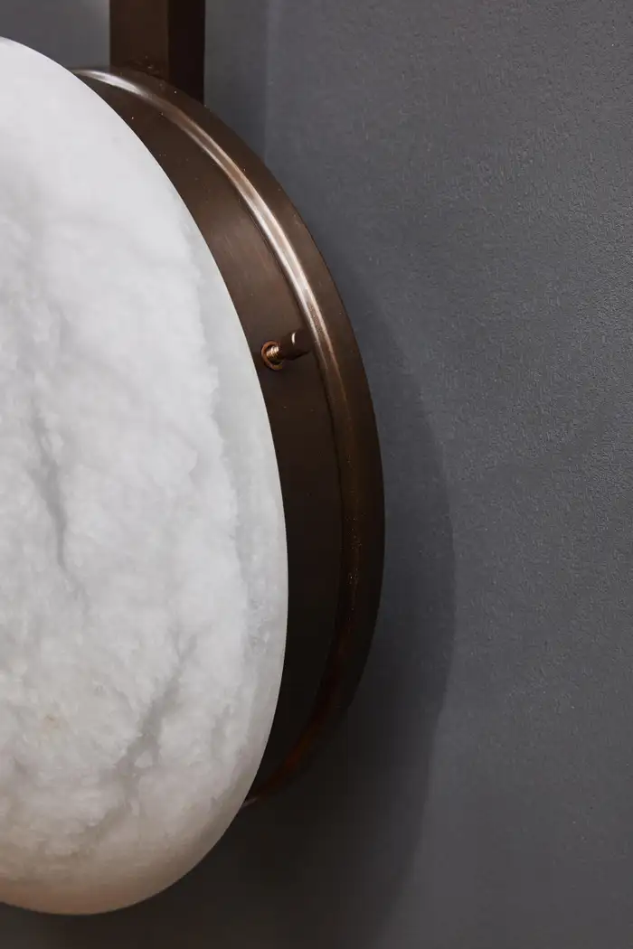 Six Asymmetrical Arms Wall Sconce and Ceiling Lamp in Brass and Alabaster - Image 7