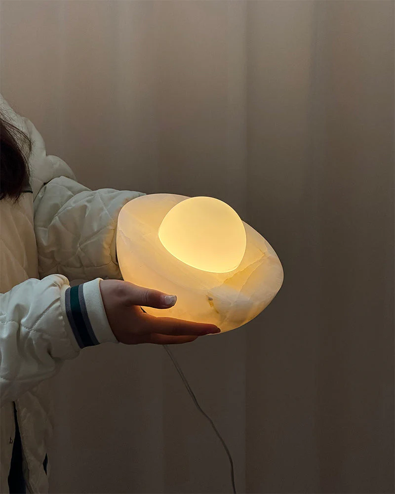 Slinkly Modern Nature Alabaster Dimming Round Bowl Table Lamp for bedroom - Image 11