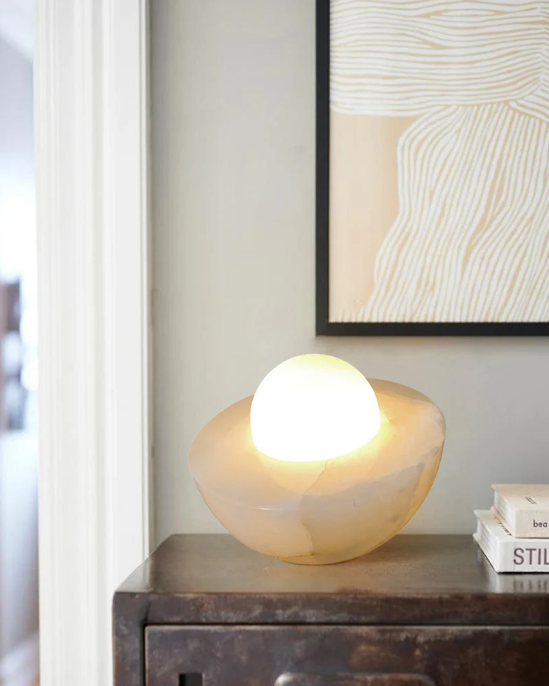 Slinkly Modern Nature Alabaster Dimming Round Bowl Table Lamp for bedroom - Image 3