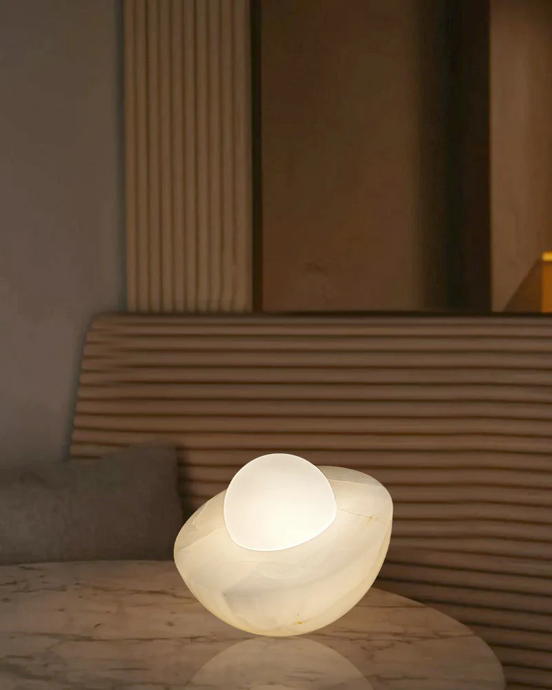 Slinkly Modern Nature Alabaster Dimming Round Bowl Table Lamp for bedroom - Image 6