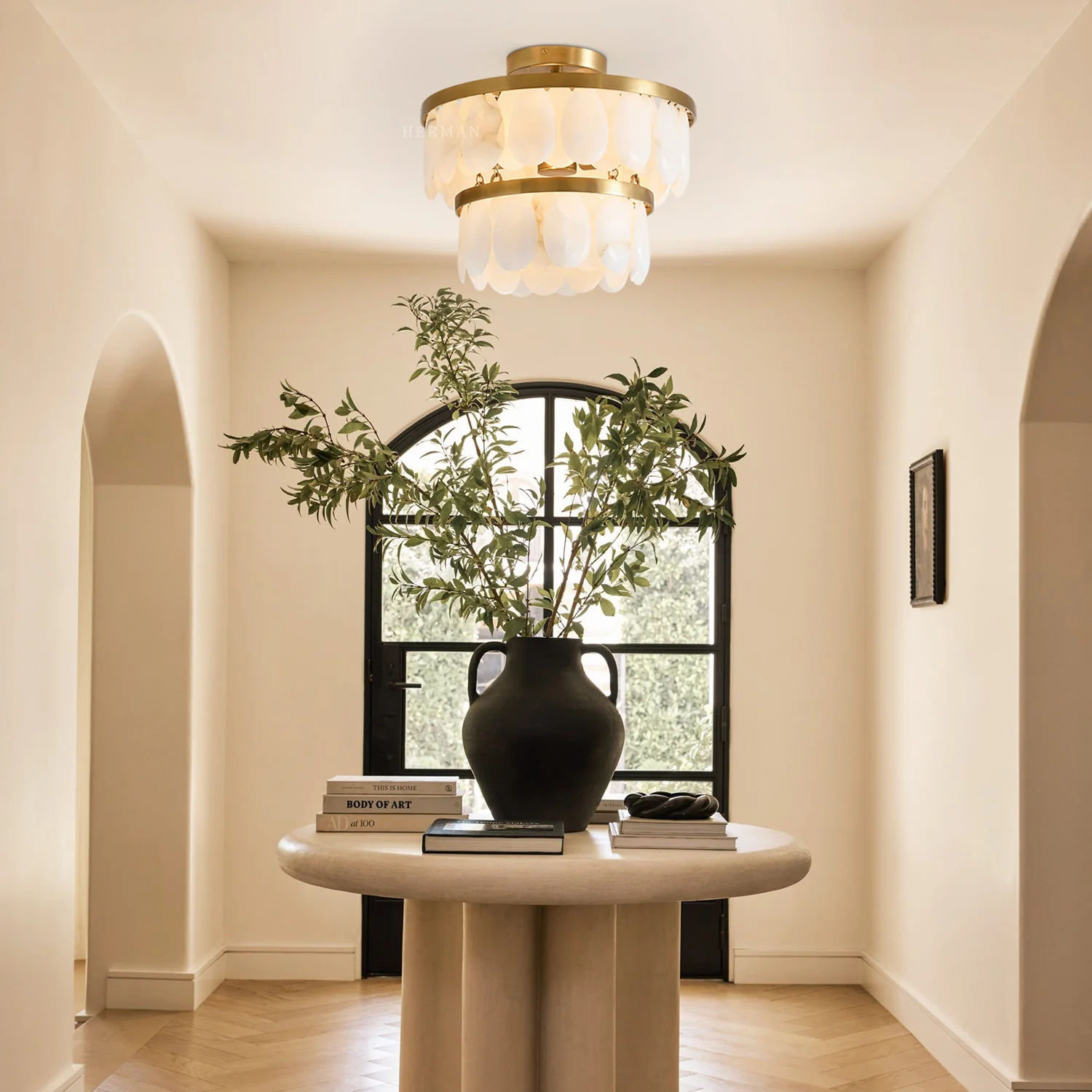 Solene Alabaster Round Flush Mount 14" - Image 2
