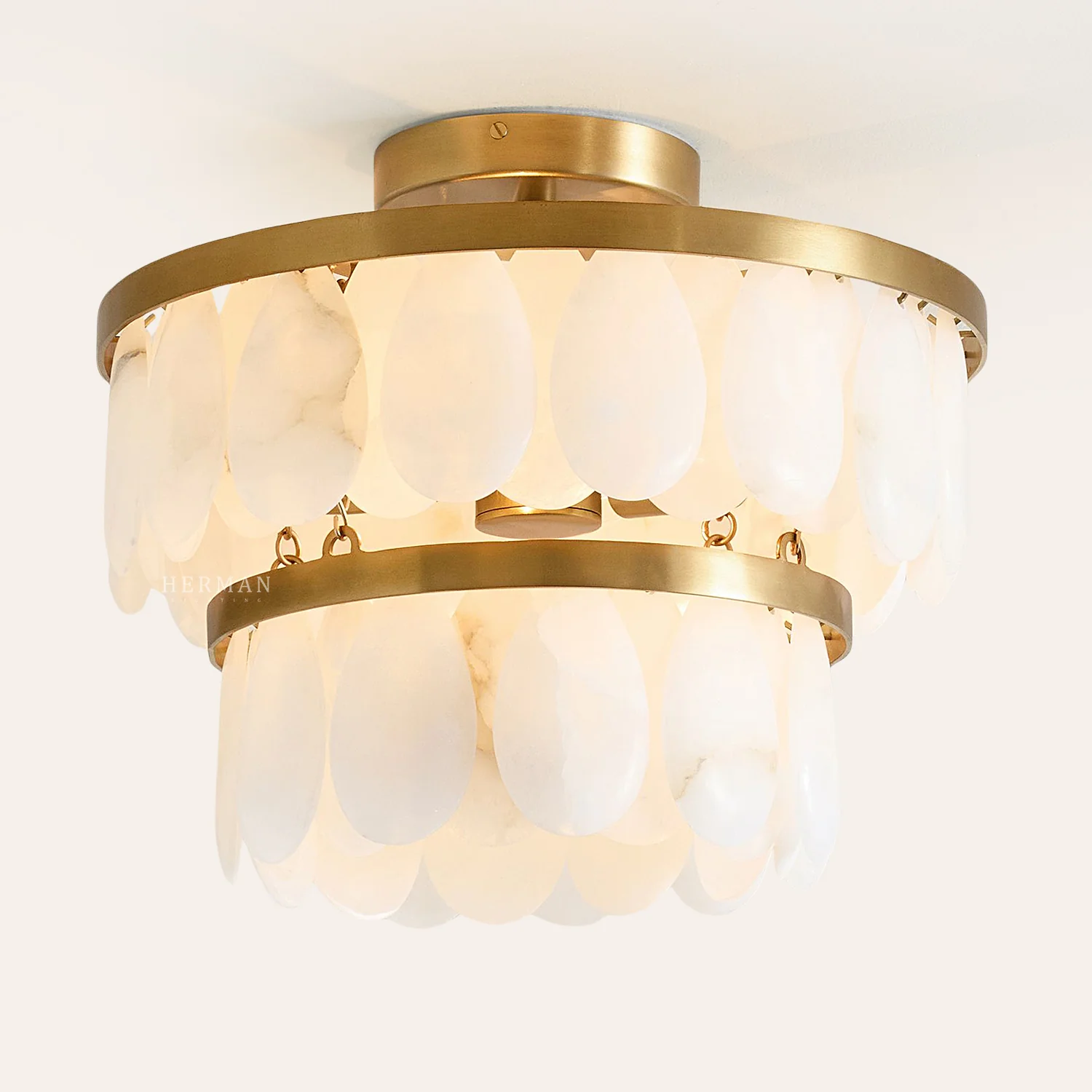 Solene Alabaster Round Flush Mount 14" - Image 3