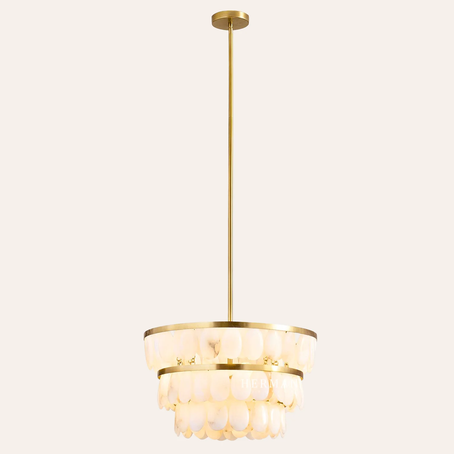Solene Alabaster Tiered Round Chandelier 22" - Image 4