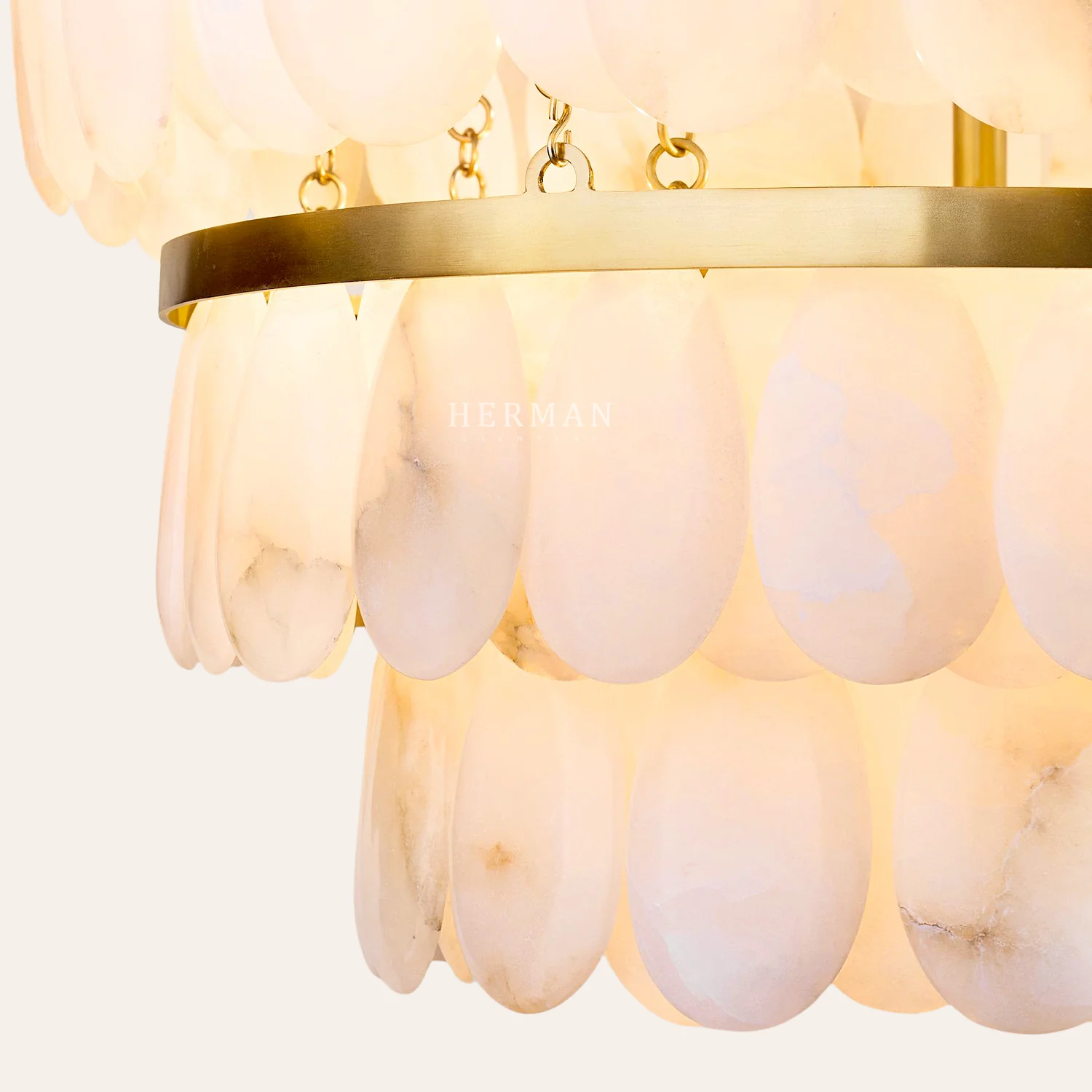 Solene Alabaster Tiered Round Chandelier 22" - Image 6
