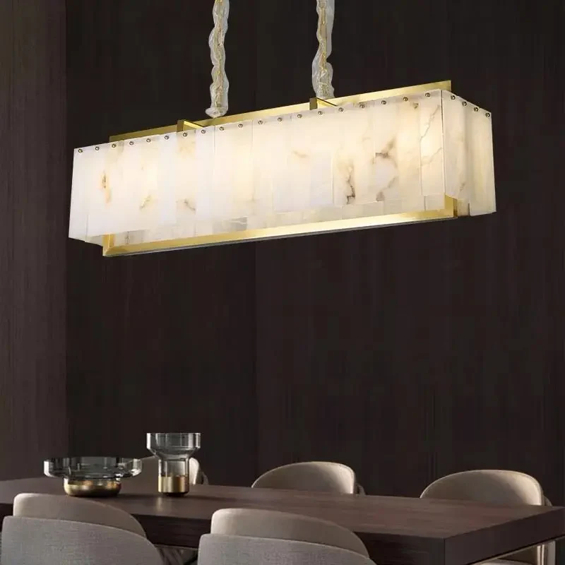 Spain Alabaster Rectangular Dining Room Chandeliers - Image 3