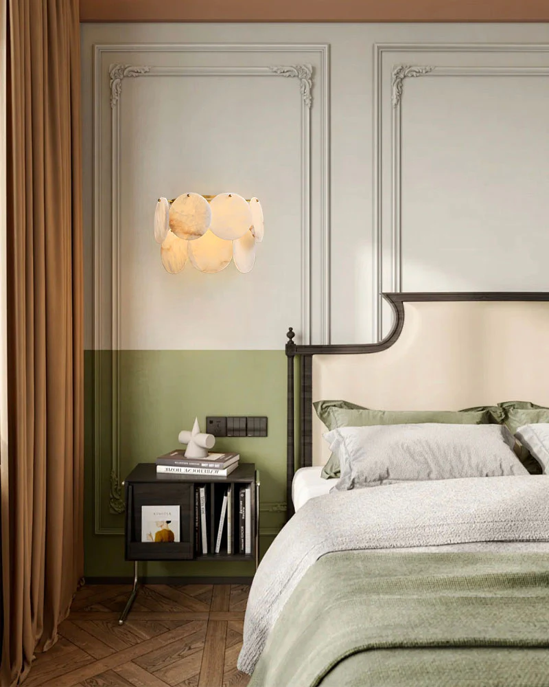 Spanish Alabaster Shell Marble Flush Mount wall sconce lamp in Brass - Image 2