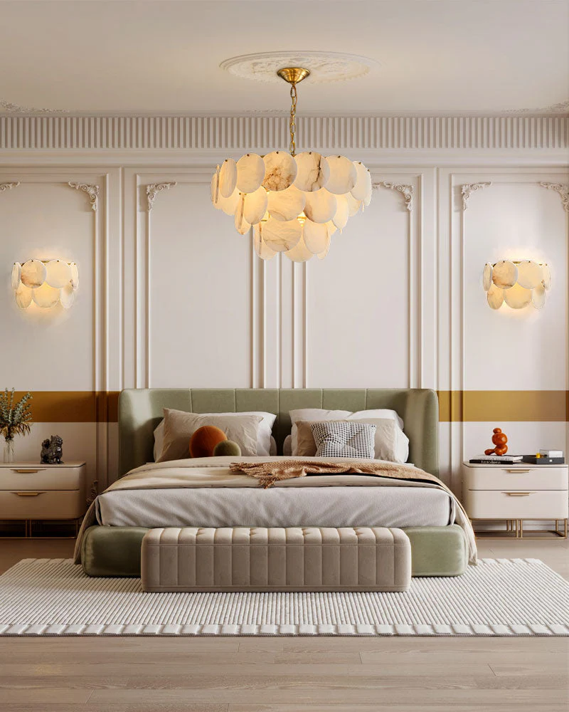 Spanish Alabaster Shell Marble Flush Mount wall sconce lamp in Brass - Image 3