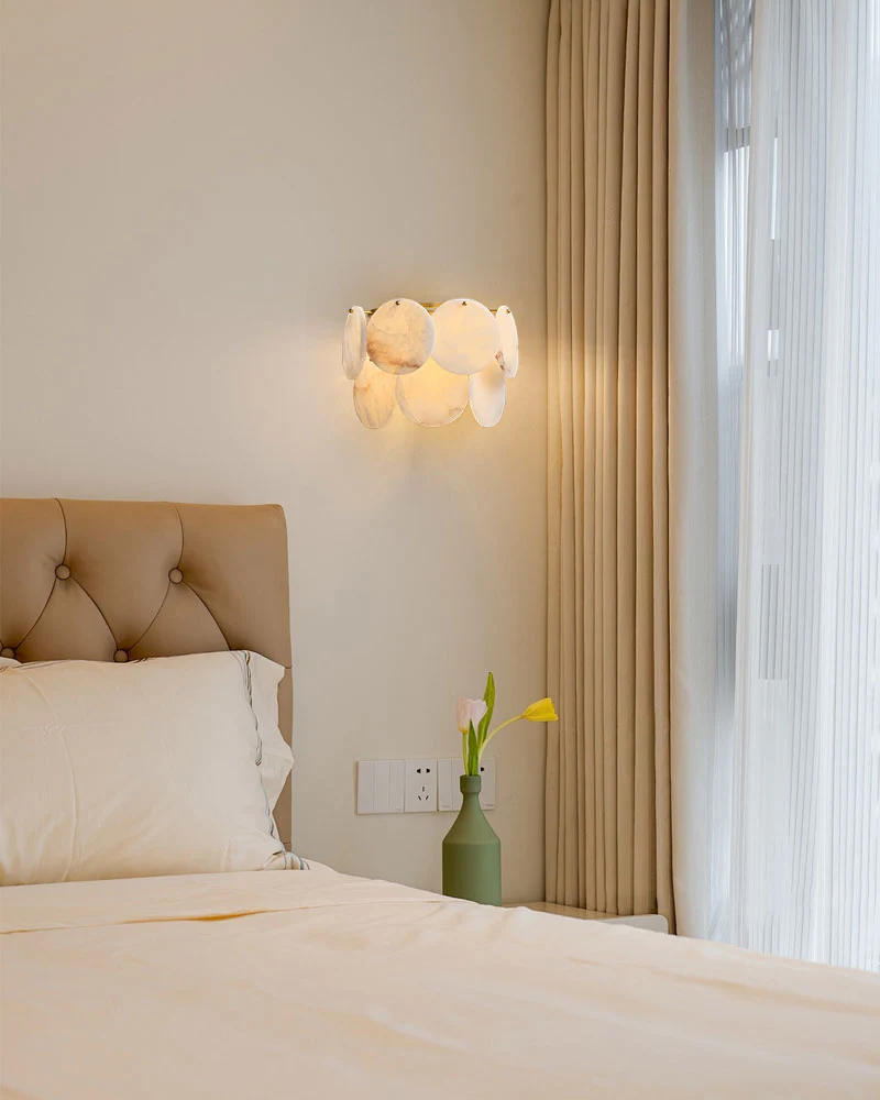 Spanish Alabaster Shell Marble Flush Mount wall sconce lamp in Brass - Image 7