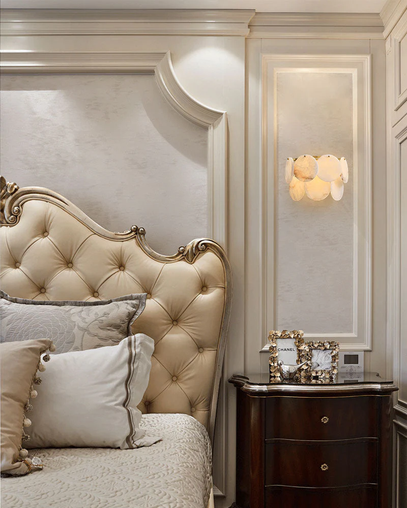 Spanish Alabaster Shell Marble Flush Mount wall sconce lamp in Brass - Image 9